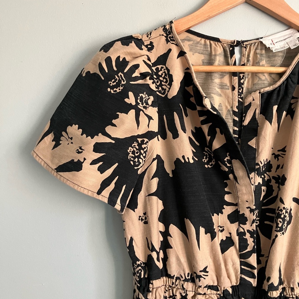 ANTHROPOLOGIE Somerset Black/Tan Floral Wide Leg Jumpsuit Size XS (Like a S/M) - Picture 4 of 16